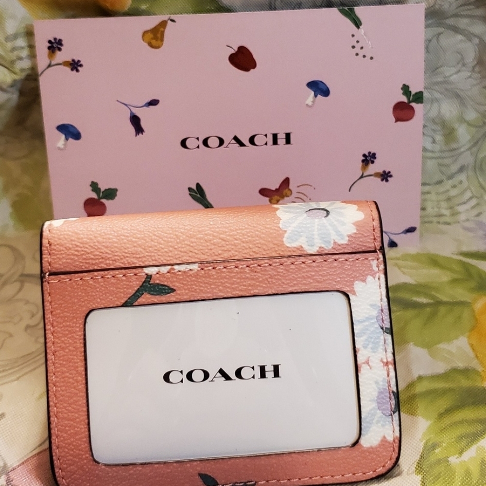 Coach Pink Daisy Card Case - Picture 5 of 8